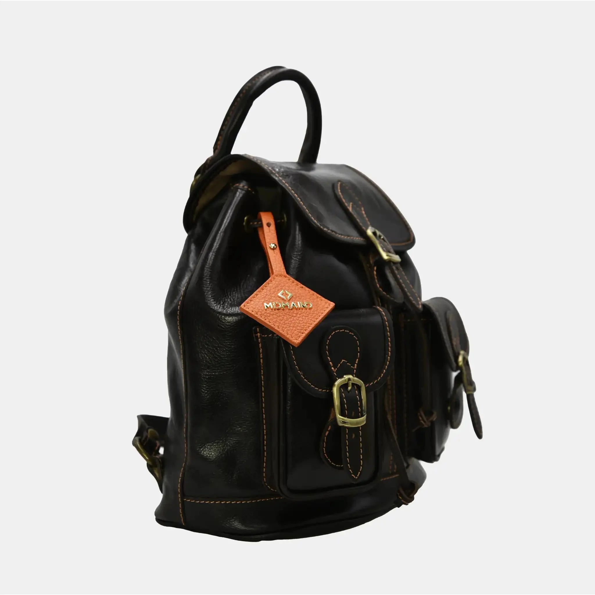 BACK FLORENCE - Zaino in vero cuoio pieno fiore Fiorentino - TESTA DI MORO - MIDMAIND™ | BRAND