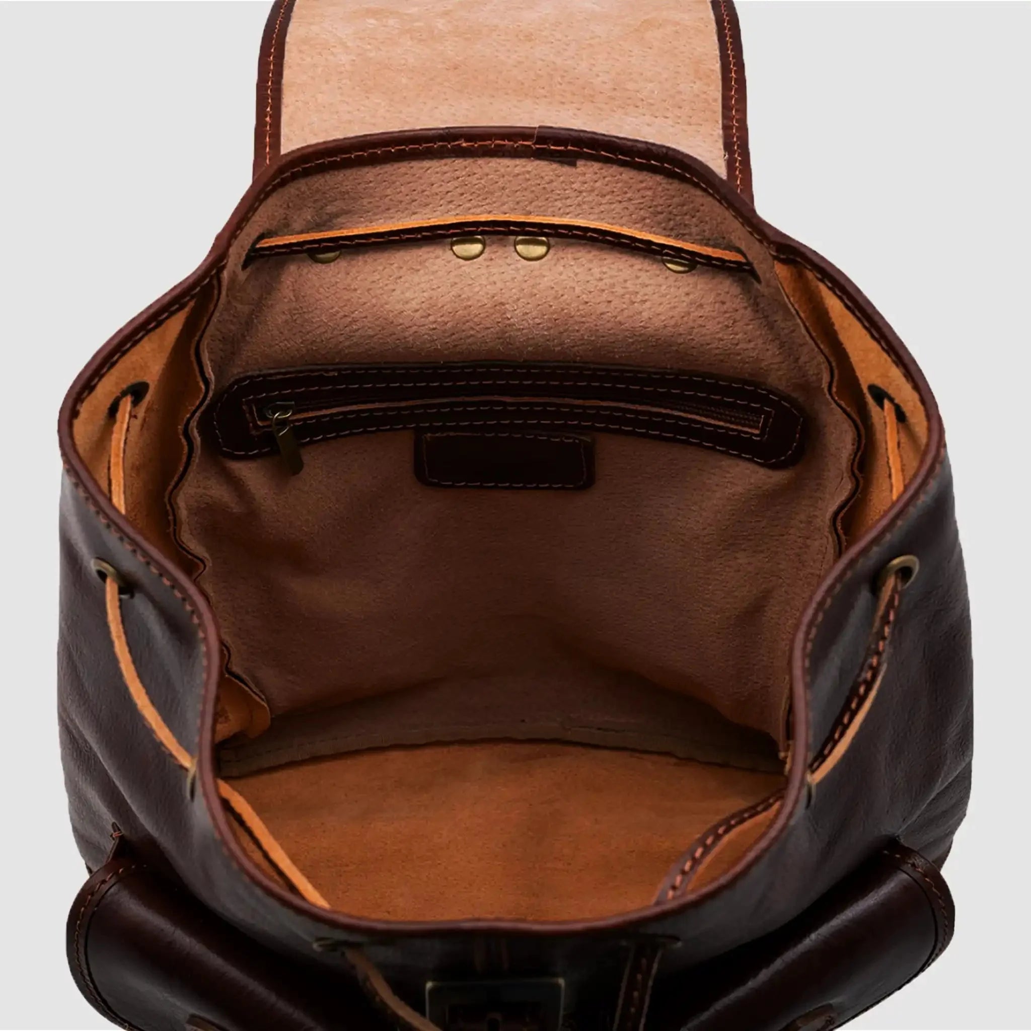 BACK FLORENCE - Zaino in vero cuoio pieno fiore Fiorentino - TESTA DI MORO - MIDMAIND™ | BRAND