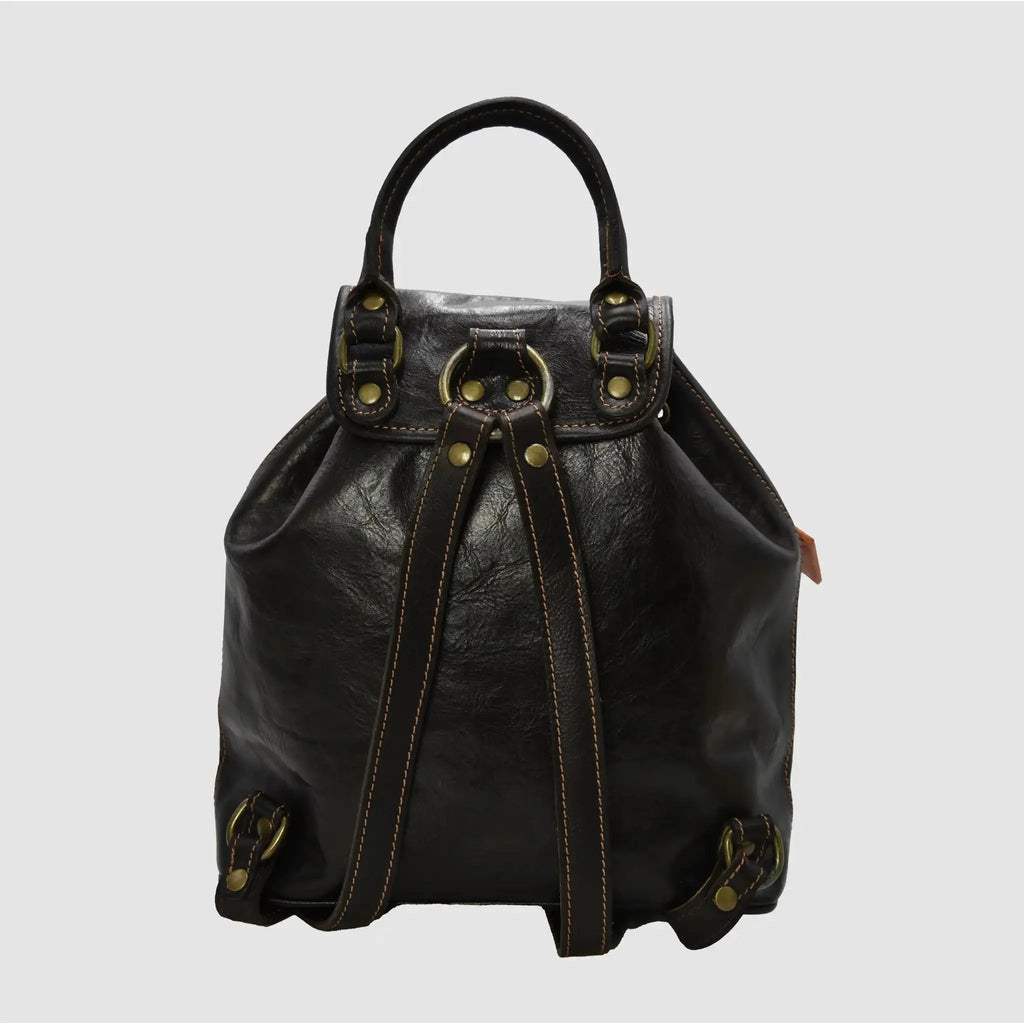 BACK FLORENCE - Zaino in vero cuoio pieno fiore Fiorentino - TESTA DI MORO - MIDMAIND™ | BRAND