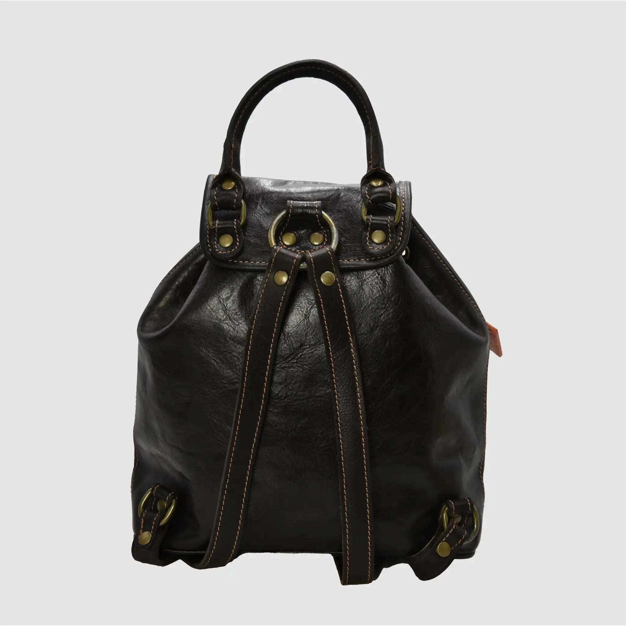 BACK FLORENCE - Zaino in vero cuoio pieno fiore Fiorentino - TESTA DI MORO - MIDMAIND™ | BRAND