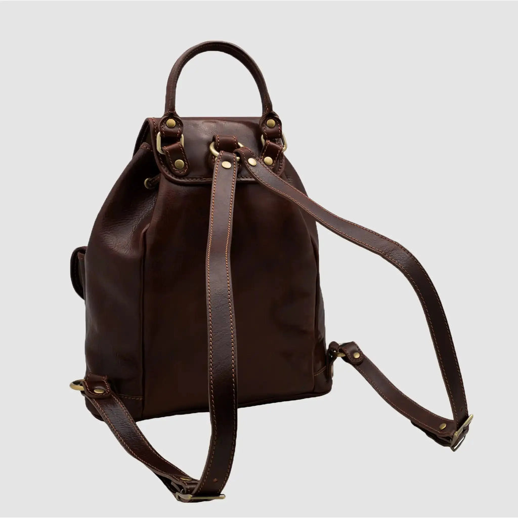 BACK FLORENCE - Zaino in vero cuoio pieno fiore Fiorentino - TESTA DI MORO - MIDMAIND™ | BRAND
