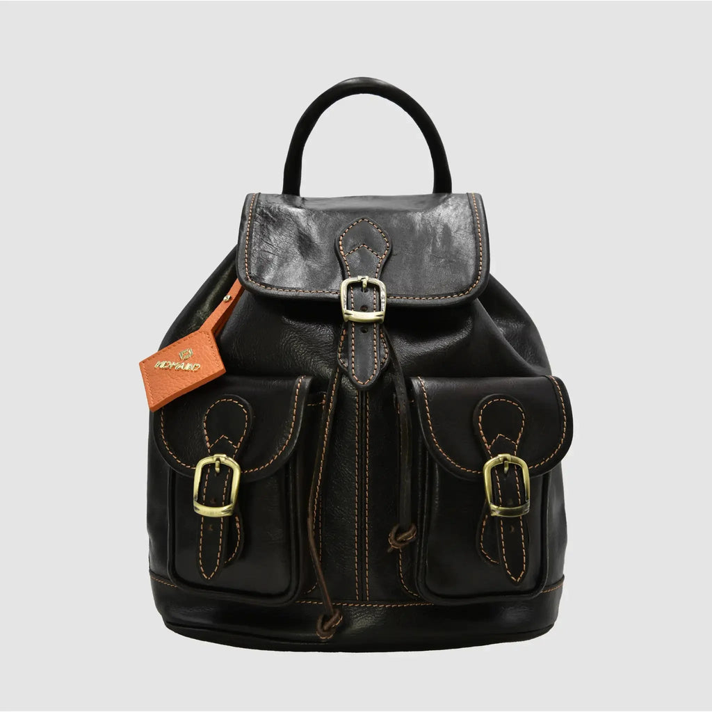 BACK FLORENCE - Zaino in vero cuoio pieno fiore Fiorentino - TESTA DI MORO - MIDMAIND™ | BRAND