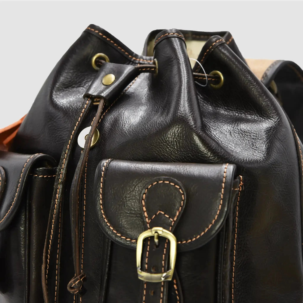 BACK FLORENCE - Zaino in vero cuoio pieno fiore Fiorentino - TESTA DI MORO - MIDMAIND™ | BRAND