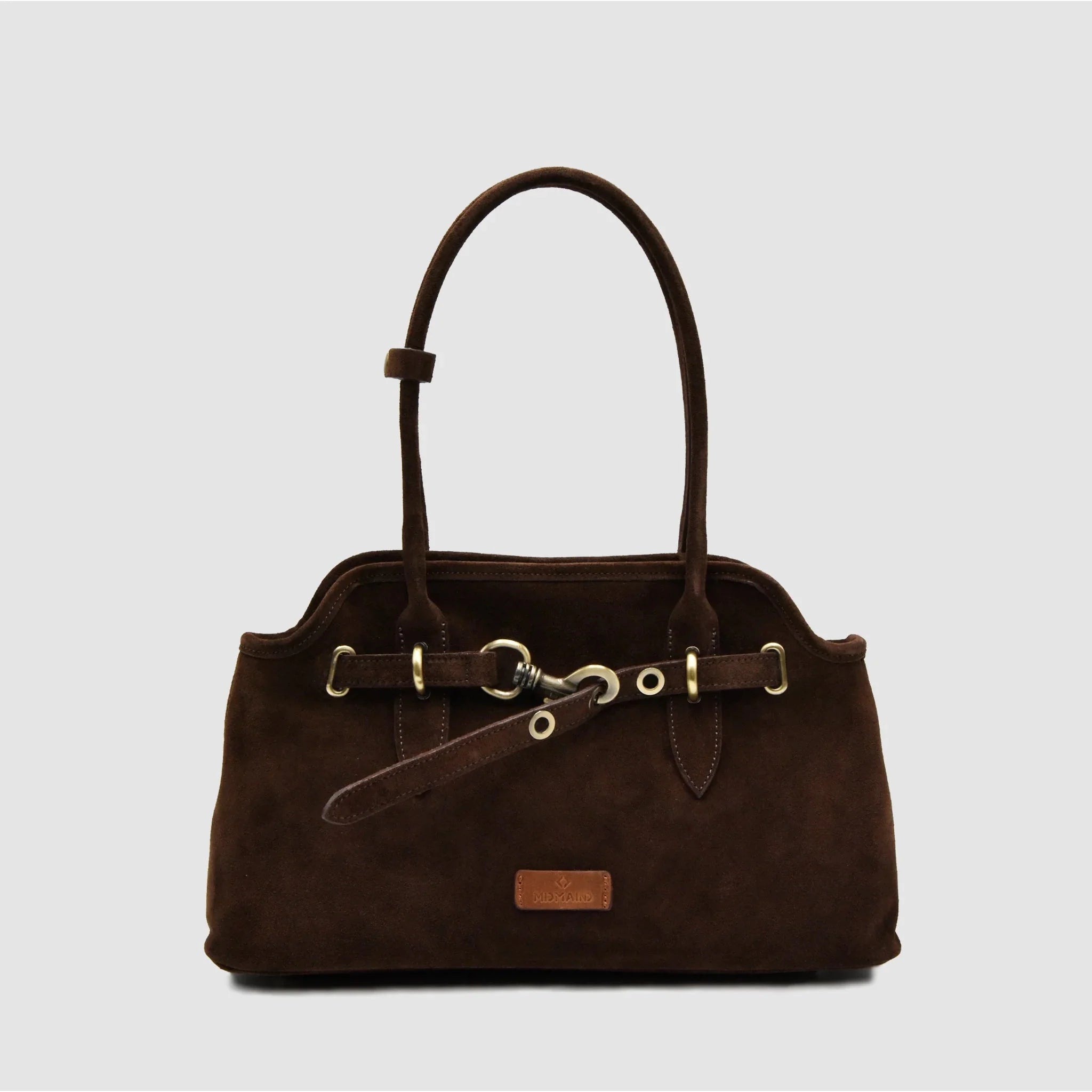 BOLD - Borsa a spalla in Pelle Suede - Testa di Moro - MIDMAIND™ | BRAND