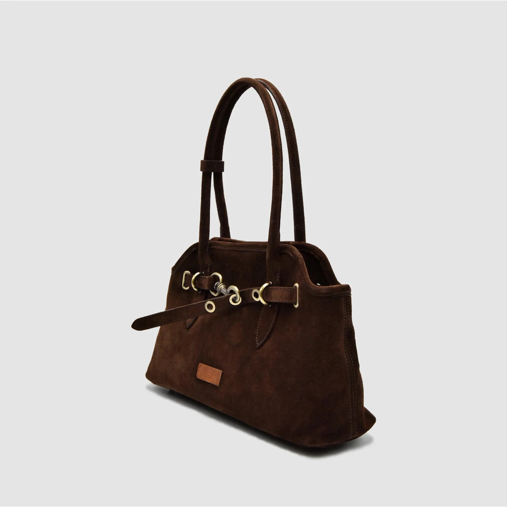 BOLD - Borsa a spalla in Pelle Suede - Testa di Moro - MIDMAIND™ | BRAND