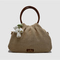 Borsa a Mano in Rafia & Pelle Liscia | PETITE L
