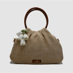 Borsa a Mano in Rafia & Pelle Liscia | PETITE L