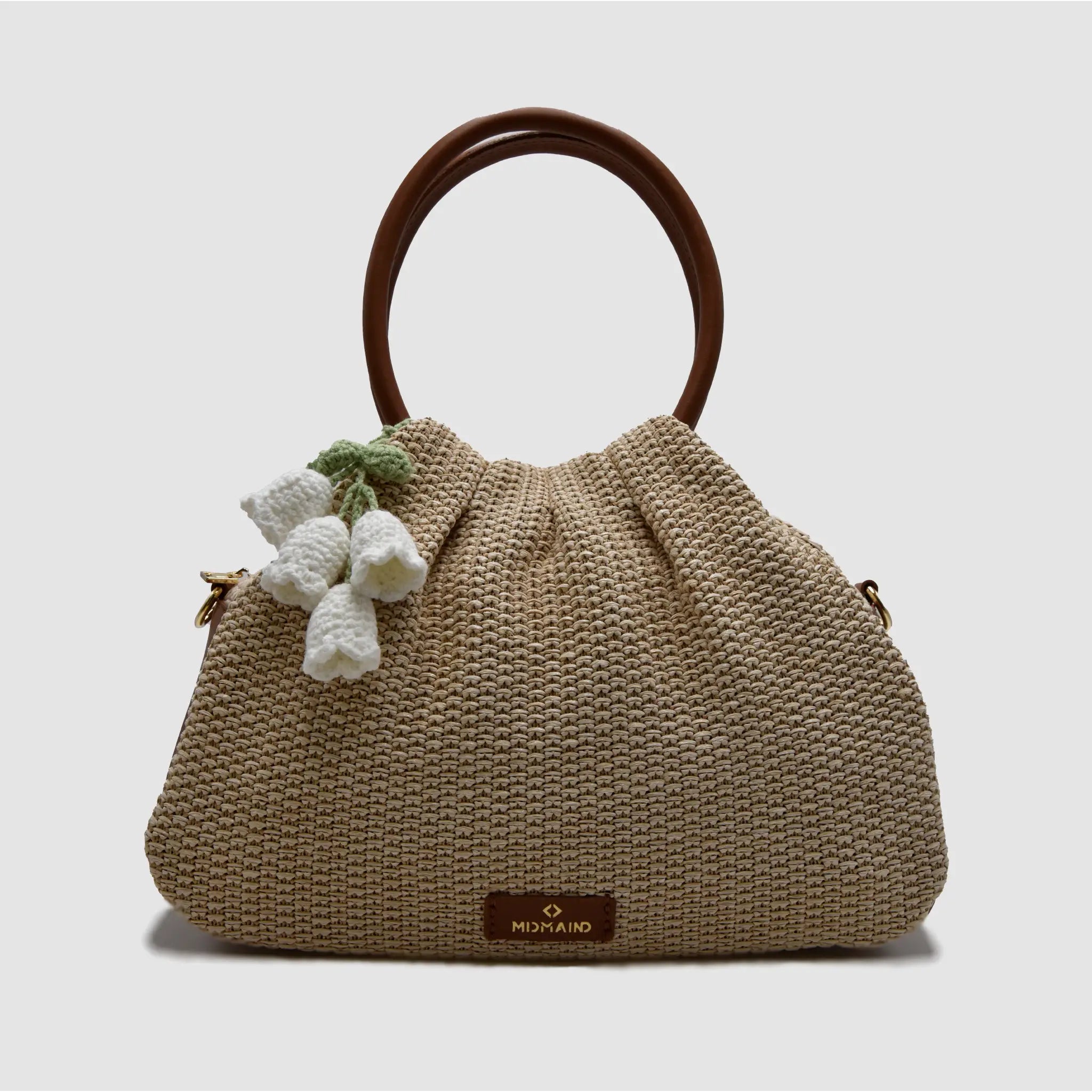 Borsa a Mano in Rafia & Pelle Liscia | PETITE L