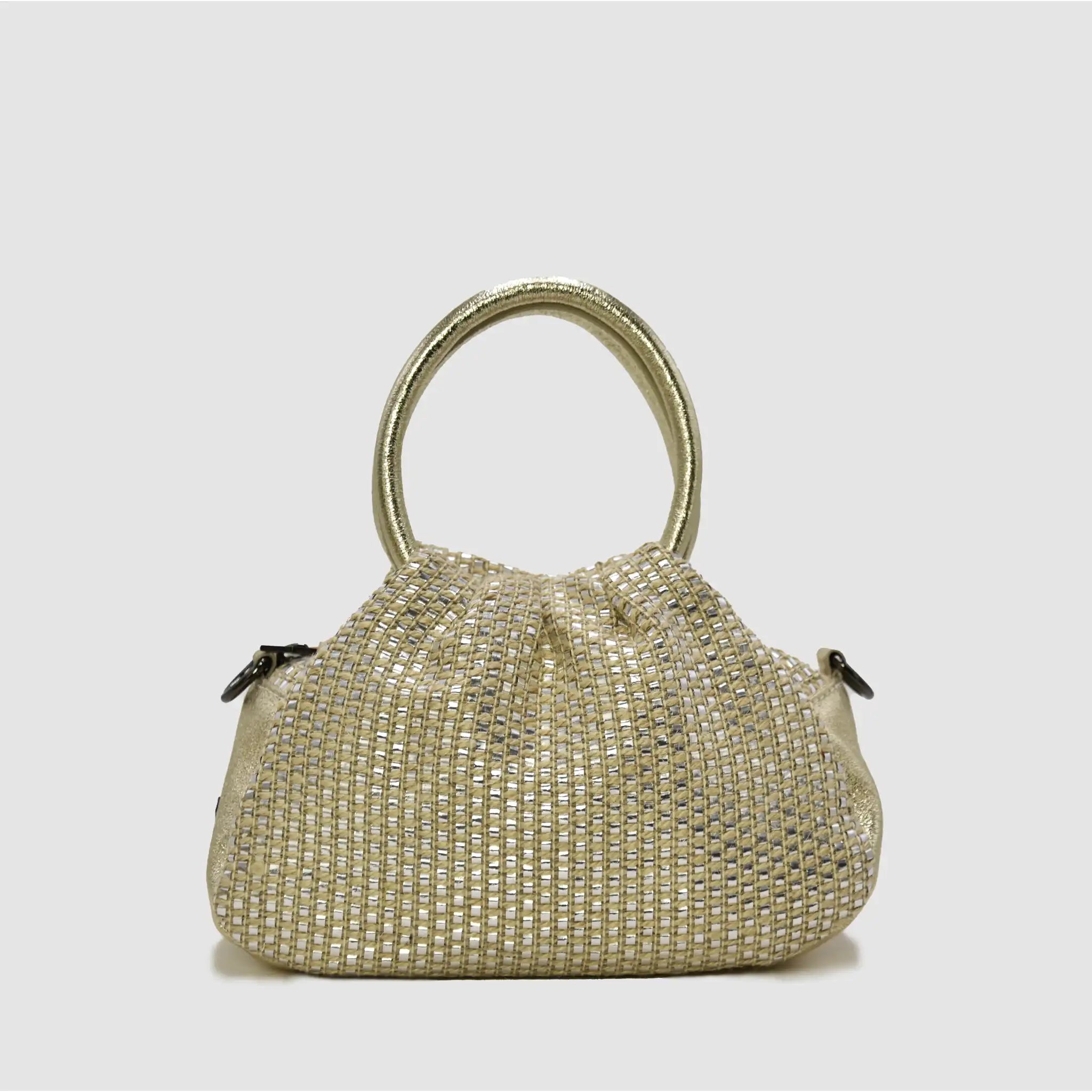 Borsa a Mano in Pelle & Rafia intrecciata | PETITE S KATE