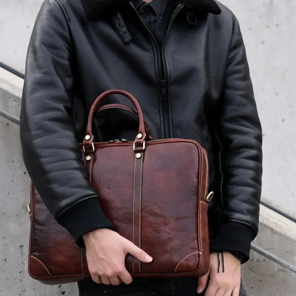 Cartella da Lavoro in Cuoio Pieno Fiore Made in Italy | BUSINESS FOLDER - MIDMAIND™ | BRAND