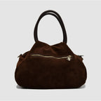 PETITE L - Borsa a mano in Pelle Suede - TESTA DI MORO - MIDMAIND™ | BRAND