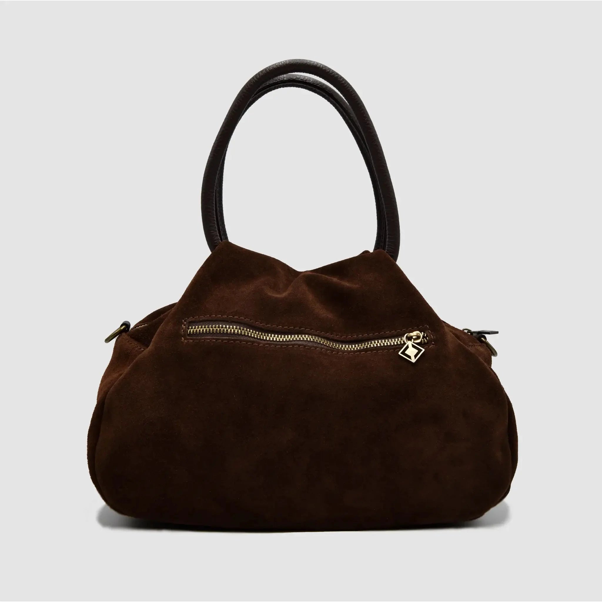 PETITE L - Borsa a mano in Pelle Suede - TESTA DI MORO - MIDMAIND™ | BRAND