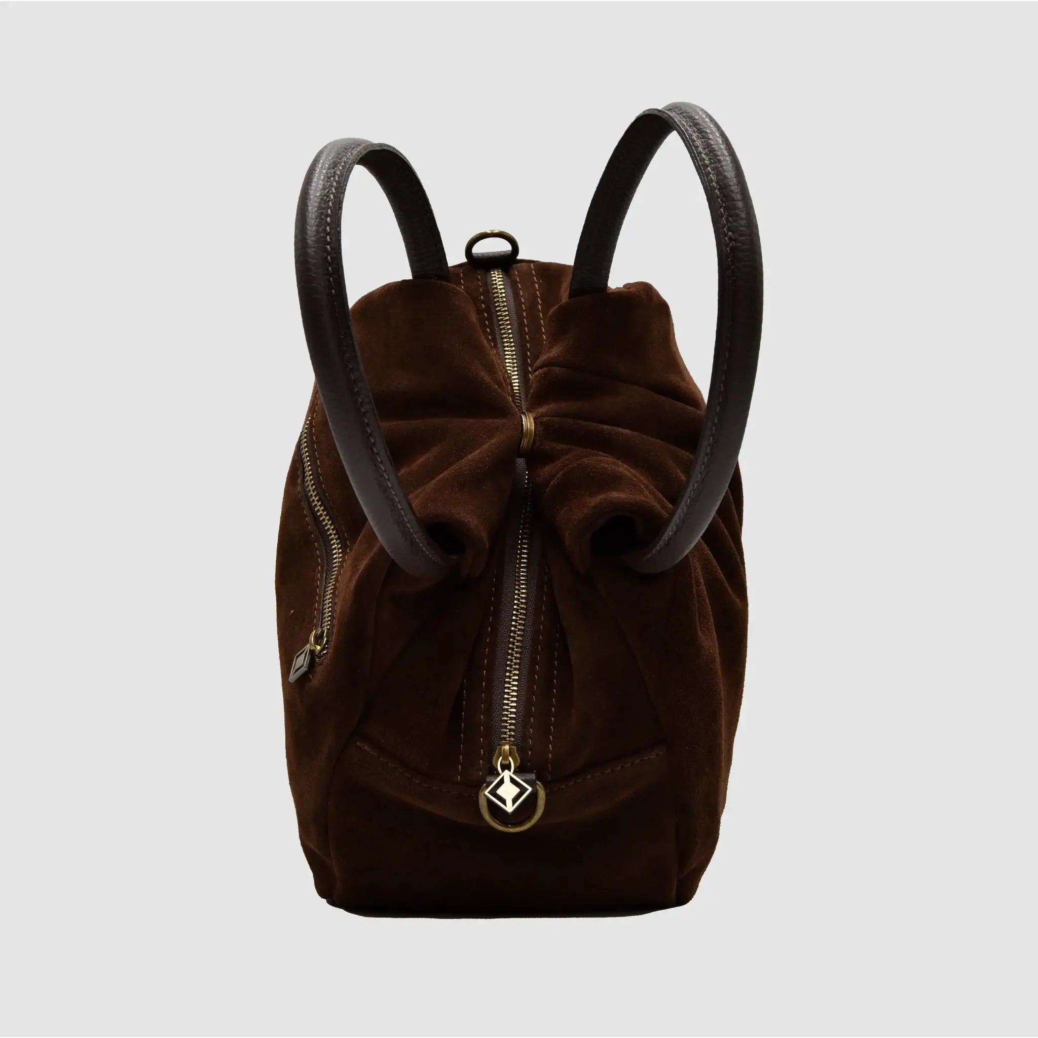PETITE L - Borsa a mano in Pelle Suede - TESTA DI MORO - MIDMAIND™ | BRAND
