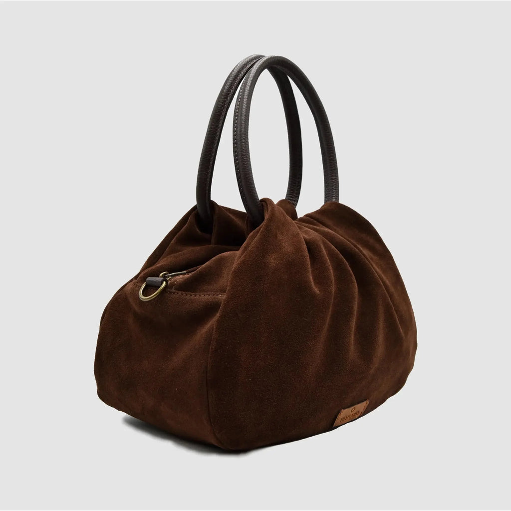 PETITE L - Borsa a mano in Pelle Suede - TESTA DI MORO - MIDMAIND™ | BRAND