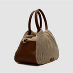 PETITE L - Borsa a mano in Rafia & Pelle Liscia - MIDMAIND™ | BRAND