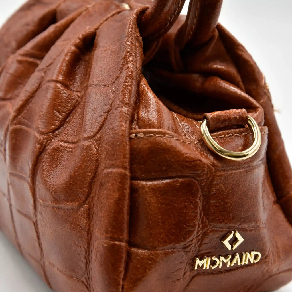 PETITE S - Borsa a mano in Pelle Cocco - CUOIO - MIDMAIND™ | BRAND