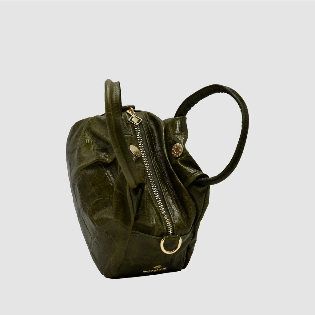 PETITE S - Borsa a mano in Pelle Cocco - VERDE BOTTIGLIA - MIDMAIND™ | BRAND