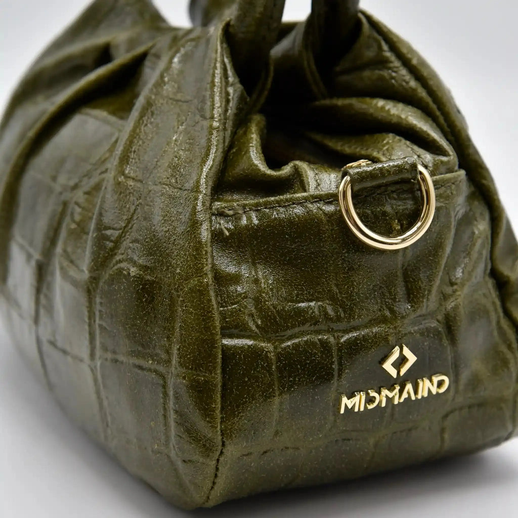 PETITE S - Borsa a mano in Pelle Cocco - VERDE BOTTIGLIA - MIDMAIND™ | BRAND