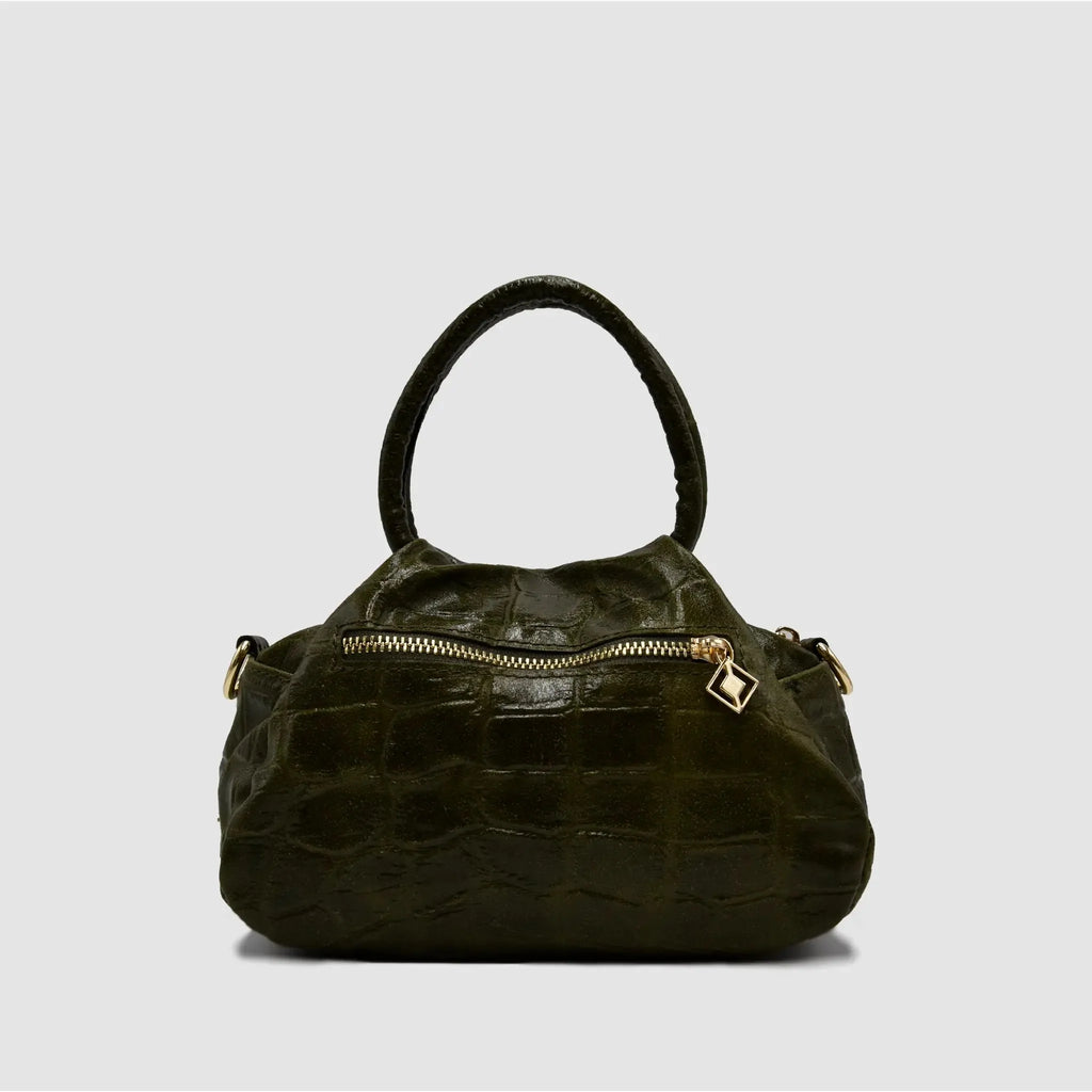 PETITE S - Borsa a mano in Pelle Cocco - VERDE BOTTIGLIA - MIDMAIND™ | BRAND