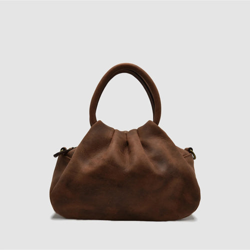 PETITE S - Borsa a mano in Pelle “Crazy Horse” Schiarente - WHISKEY - MIDMAIND™ | BRAND