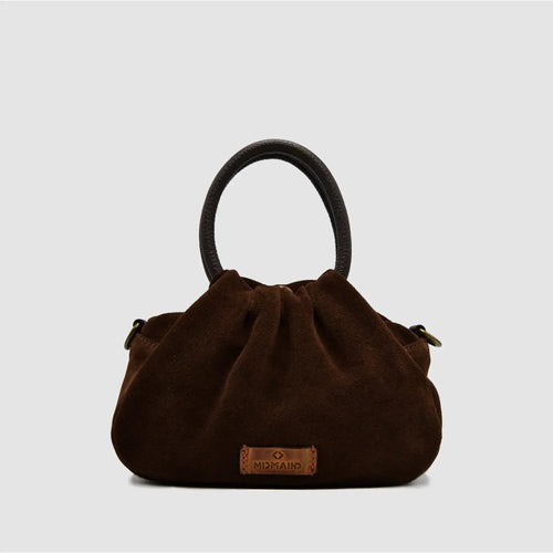 PETITE S - Borsa a mano in Pelle Suede - TESTA DI MORO - MIDMAIND™ | BRAND