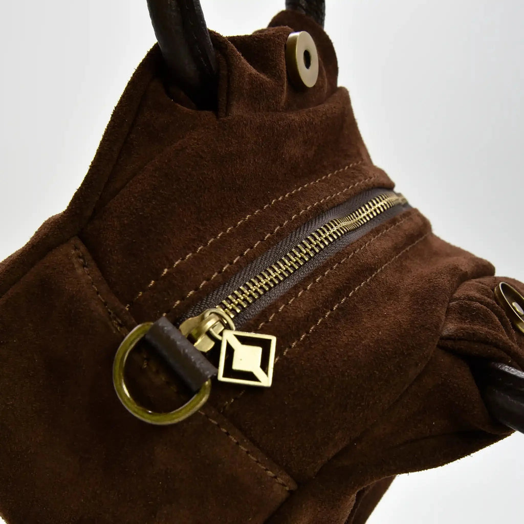 PETITE S - Borsa a mano in Pelle Suede - TESTA DI MORO - MIDMAIND™ | BRAND
