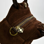 PETITE S - Borsa a mano in Pelle Suede - TESTA DI MORO - MIDMAIND™ | BRAND