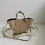 SHOLONG - Borsa Tote in Pelle Suede - NUDE - MIDMAIND™ | BRAND